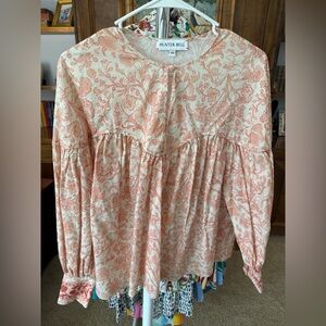 Hunter Bell Maya top Women's Blouse - Coral and Cream Floral